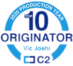 2020 Top Originator Award C2 Financial Vic Joshi Mortgage